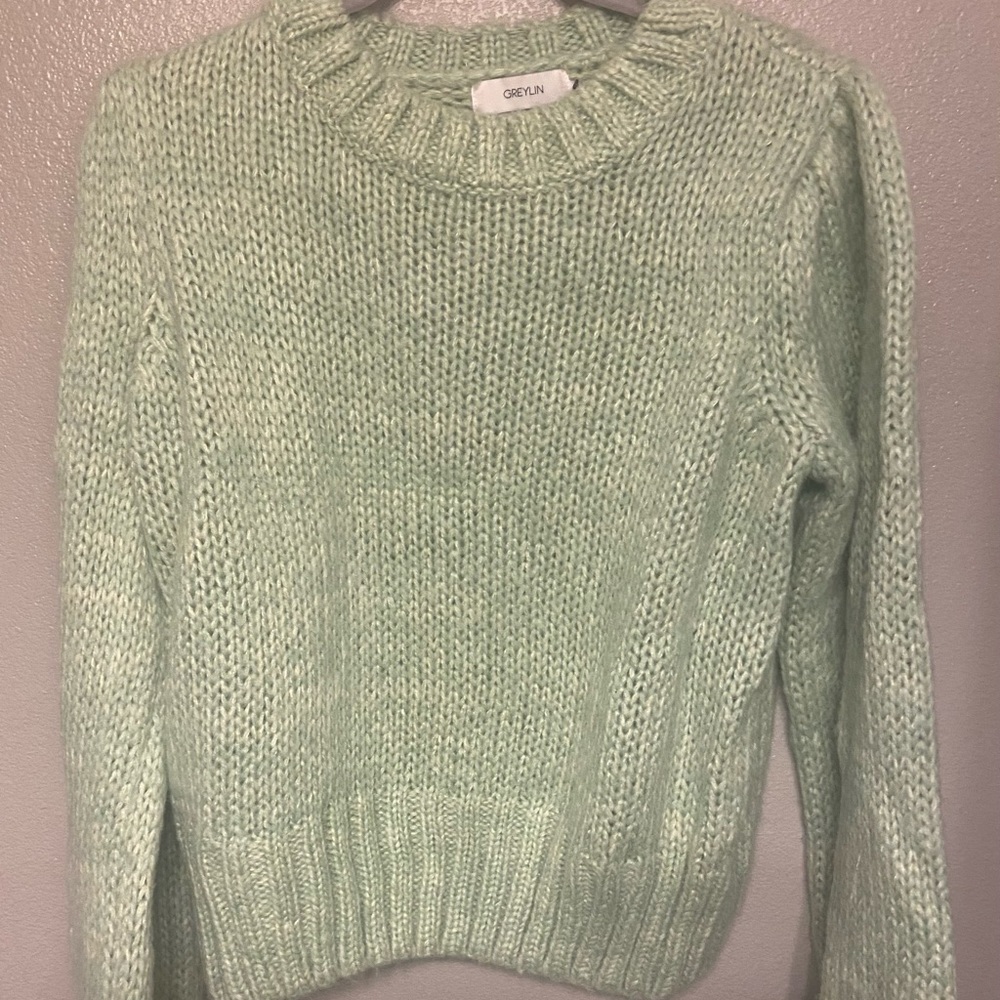 Anthropologie Dory puff sleeve sweater Mint color